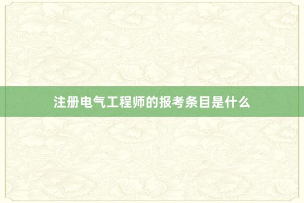 注册电气工程师的报考条目是什么